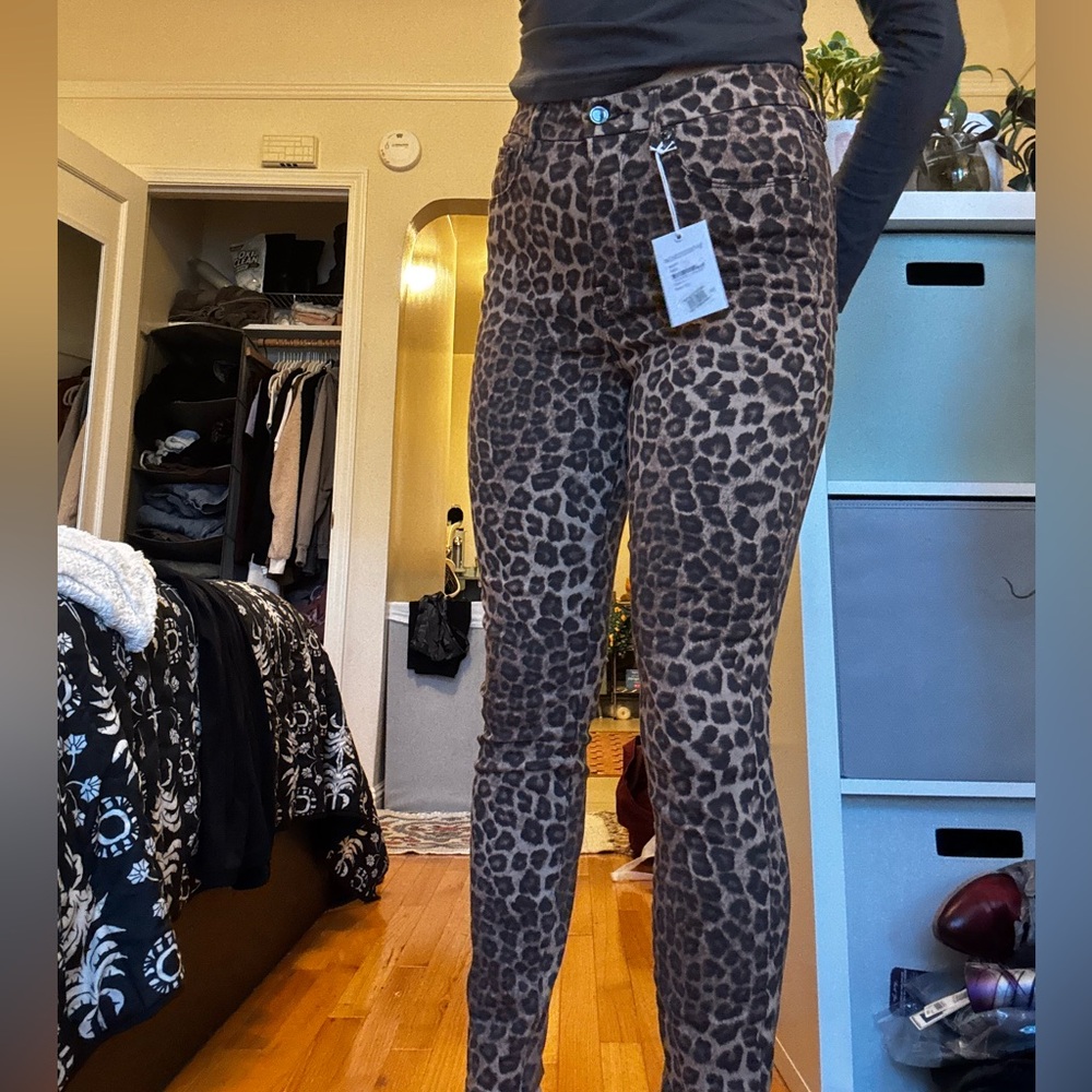 Good American Brown Leopard Print Skinny Pants